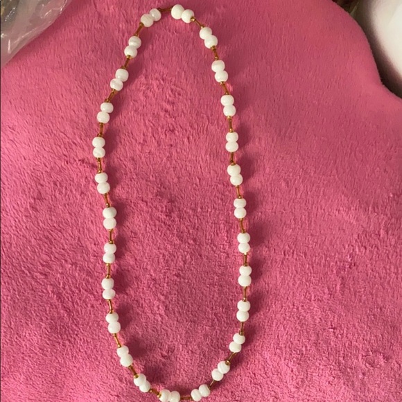 Jewelry - Vintage white and brown long necklace